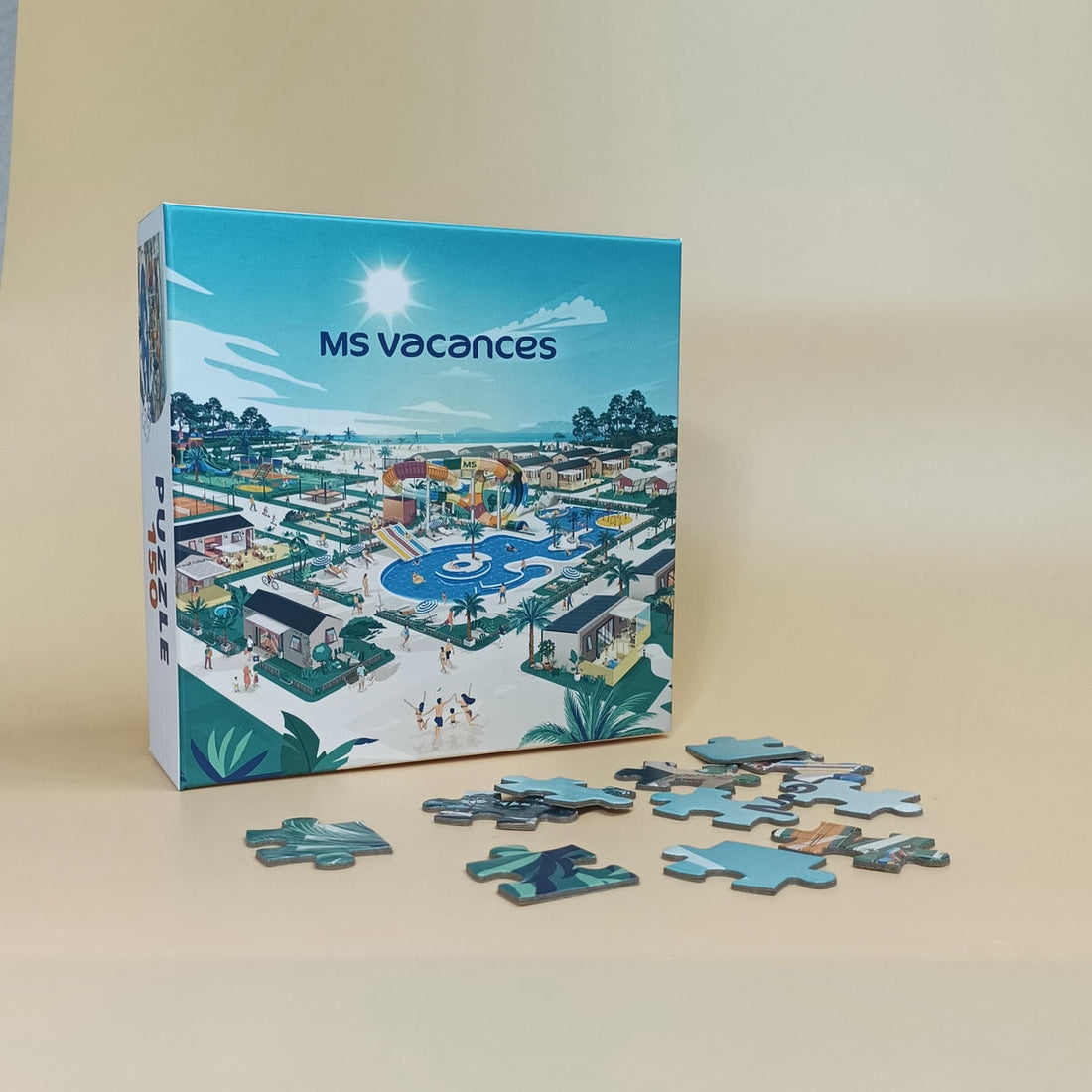 Boîte de puzzle 150 pièces MS Vacances avec illustration de camping