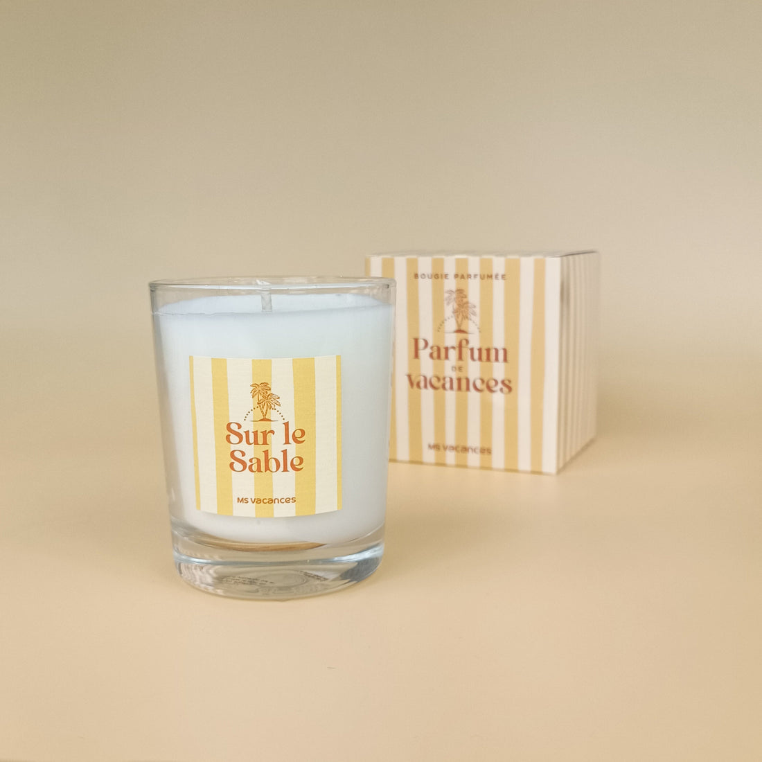 Bougie MS Vacances Sur le Sable dans un verre transparent